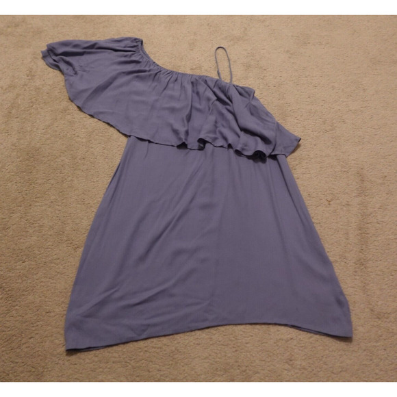 Ella Moss Women Large Dress Ruffle One Shoulder Short Knee Length Blue NWT - Picture 3 of 9